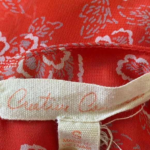 Boho Coquette Red White Micro Mesh Frilly Sleeve Sheer Blouse S - Picture 6 of 6